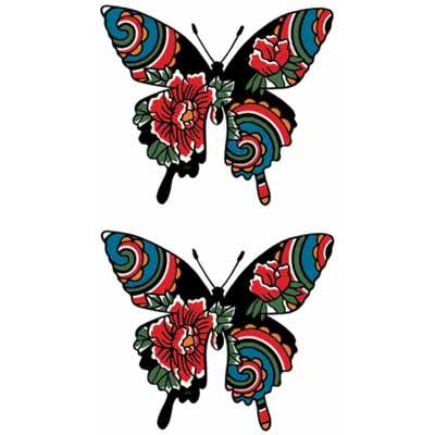 タトゥーシール 牡丹蝶(タトゥー・刺青シール)