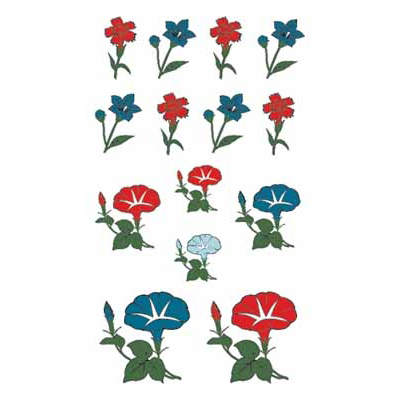 タトゥーシール 桔梗と朝顔(タトゥー・刺青シール)