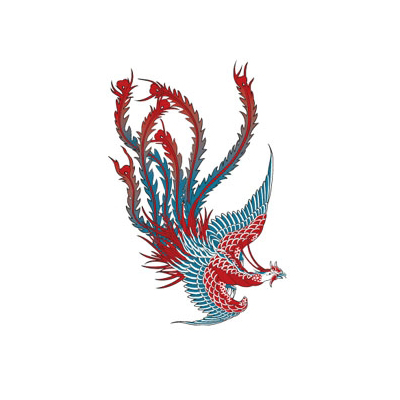 タトゥーシール 赤鳳凰(タトゥー・刺青シール)